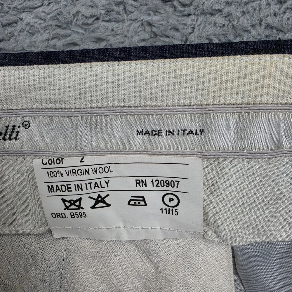 Santorelli Romeo Dress Pants Mens 34 Blue Grey Virgin Wool Made in Italy Romeo
